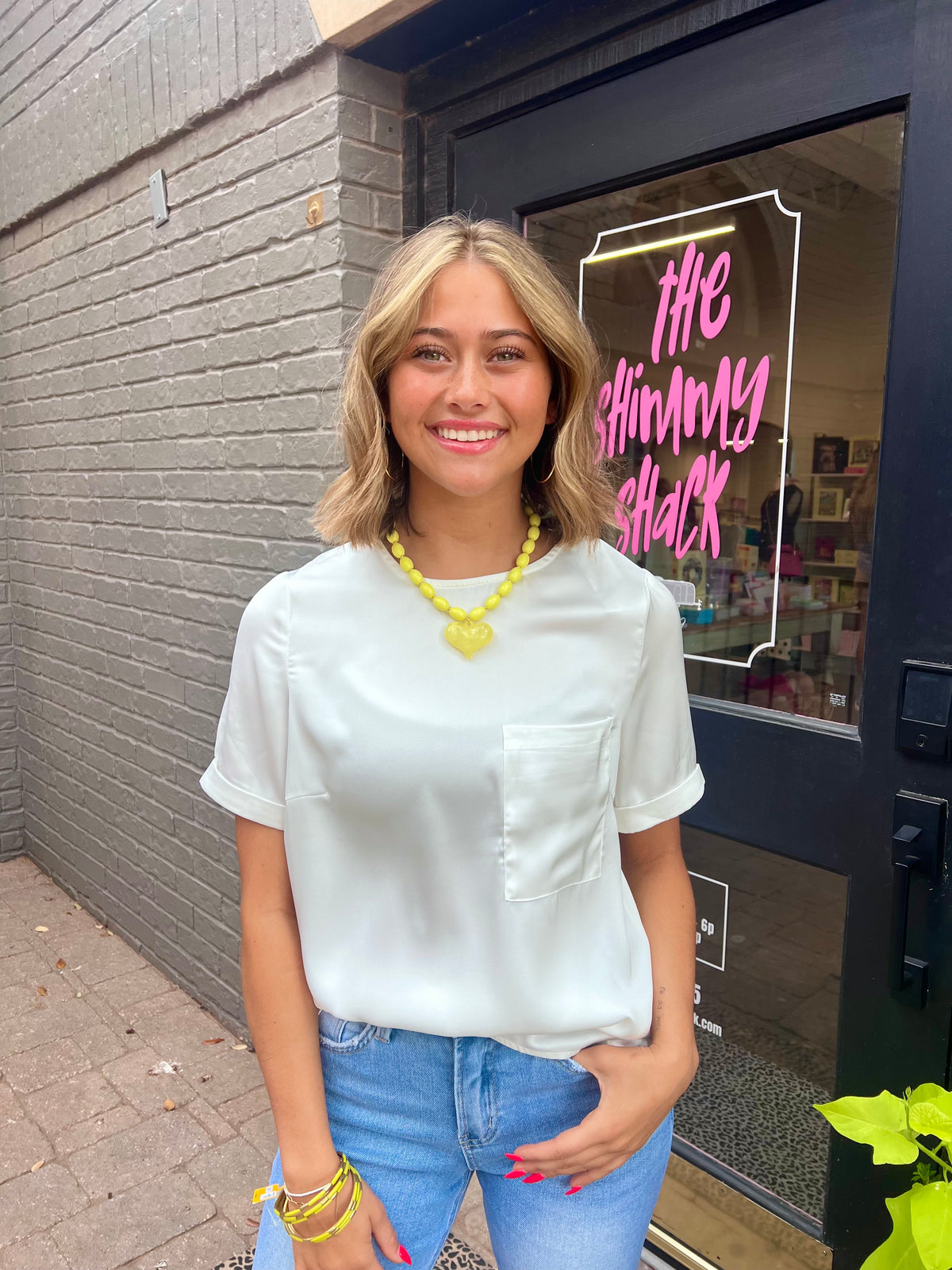 easy does it satin pocket tee