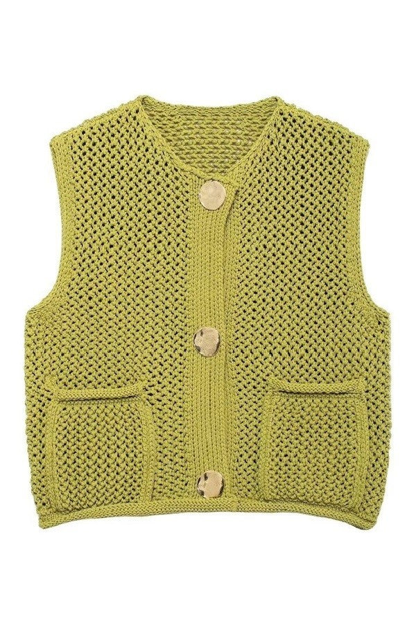 slow your roll crochet sweater vest | lime