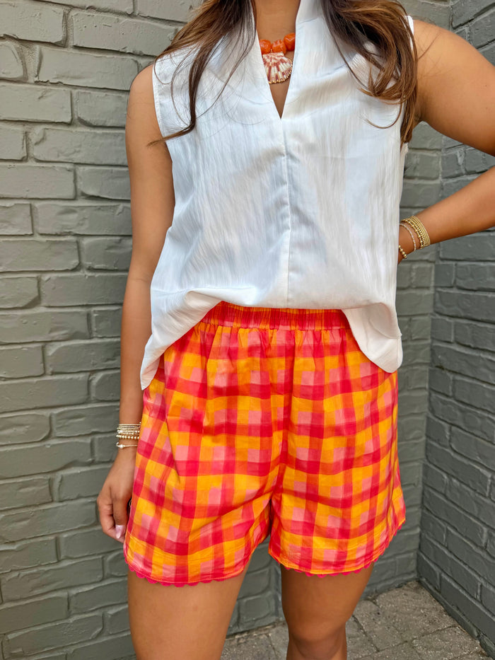 orange crush scallop hem shorts