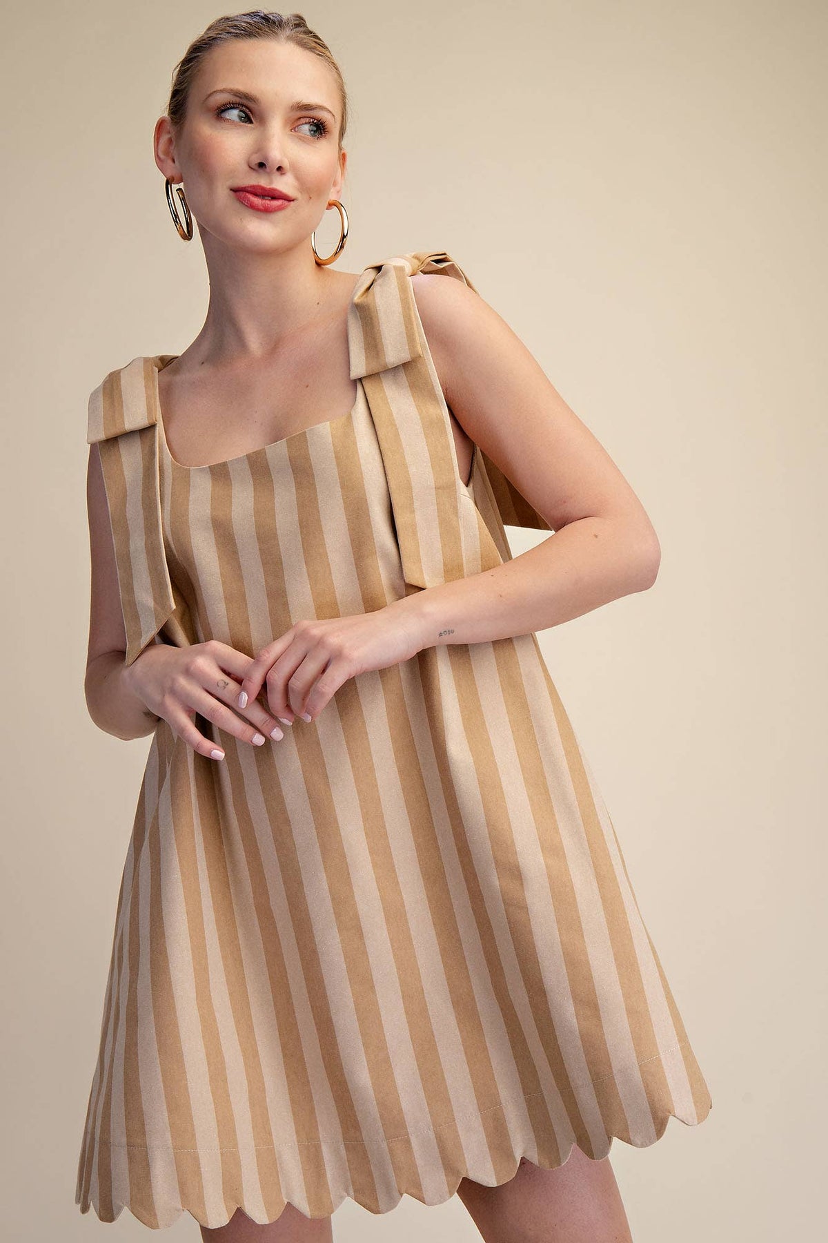 finding my way scallop stripe mini dress