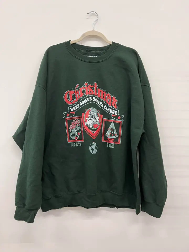 christmas patch thrifted crewneck | FINAL SALE