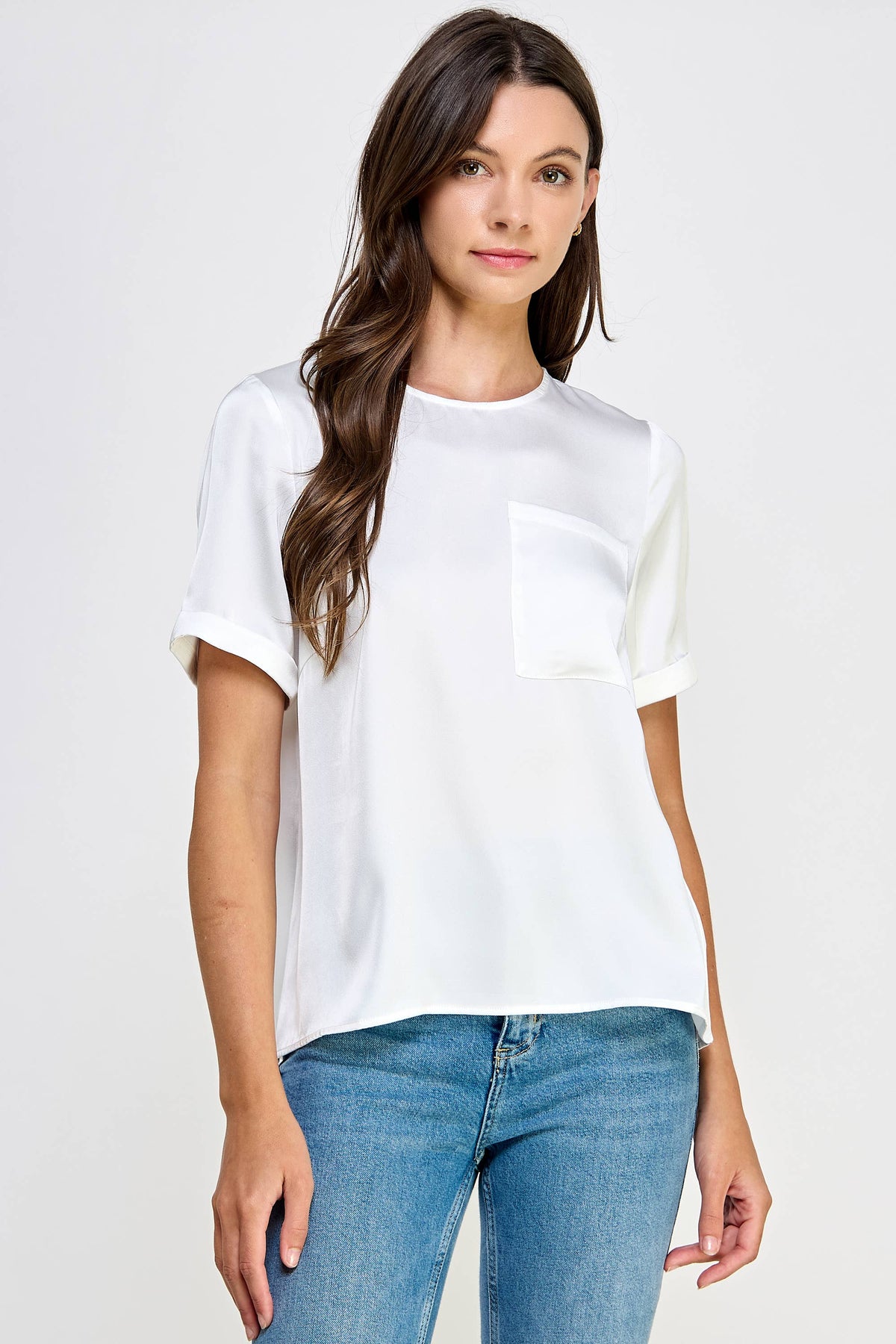 easy does it satin pocket tee