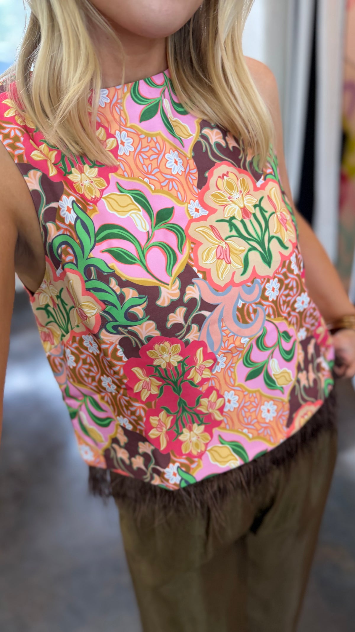 fall for me feathered trim top