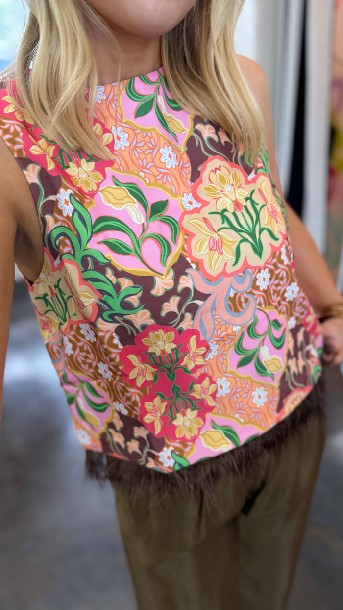 fall for me feathered trim top