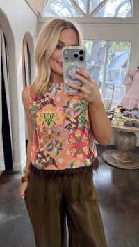 fall for me feathered trim top