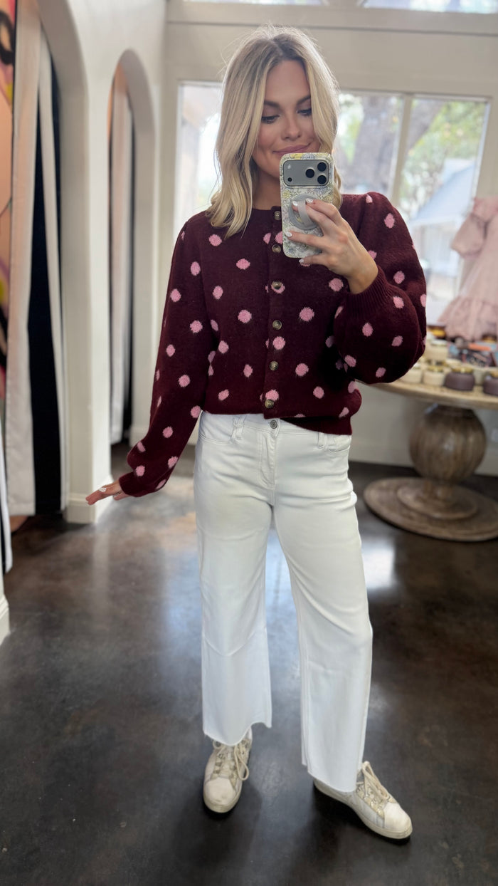 no notes polka dot cardigan