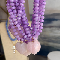 lila heart beaded necklace