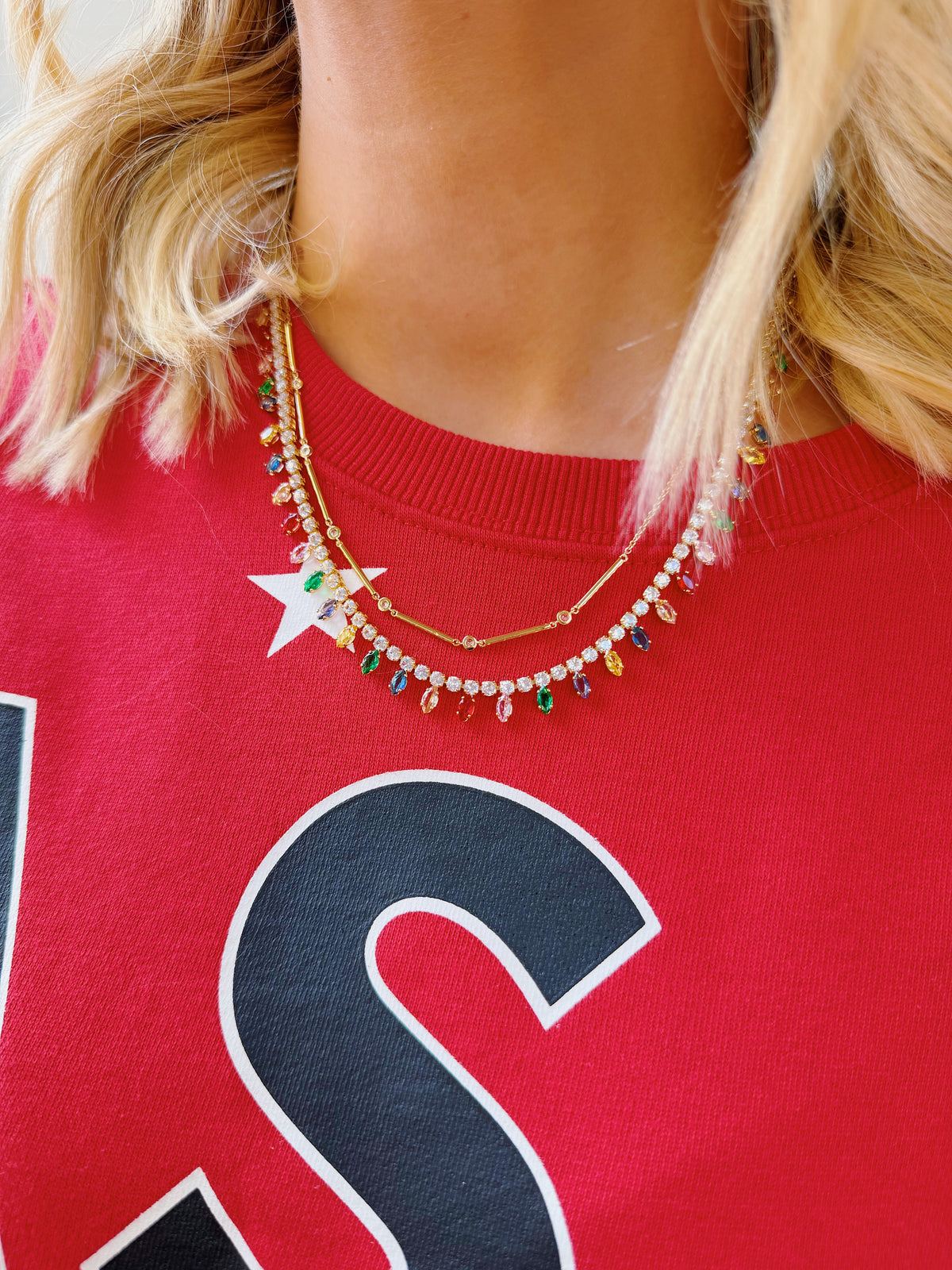 sleek crystal bar necklace