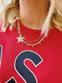 sleek crystal bar necklace