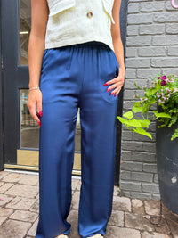 minimal effort wide-leg elastic waist pants