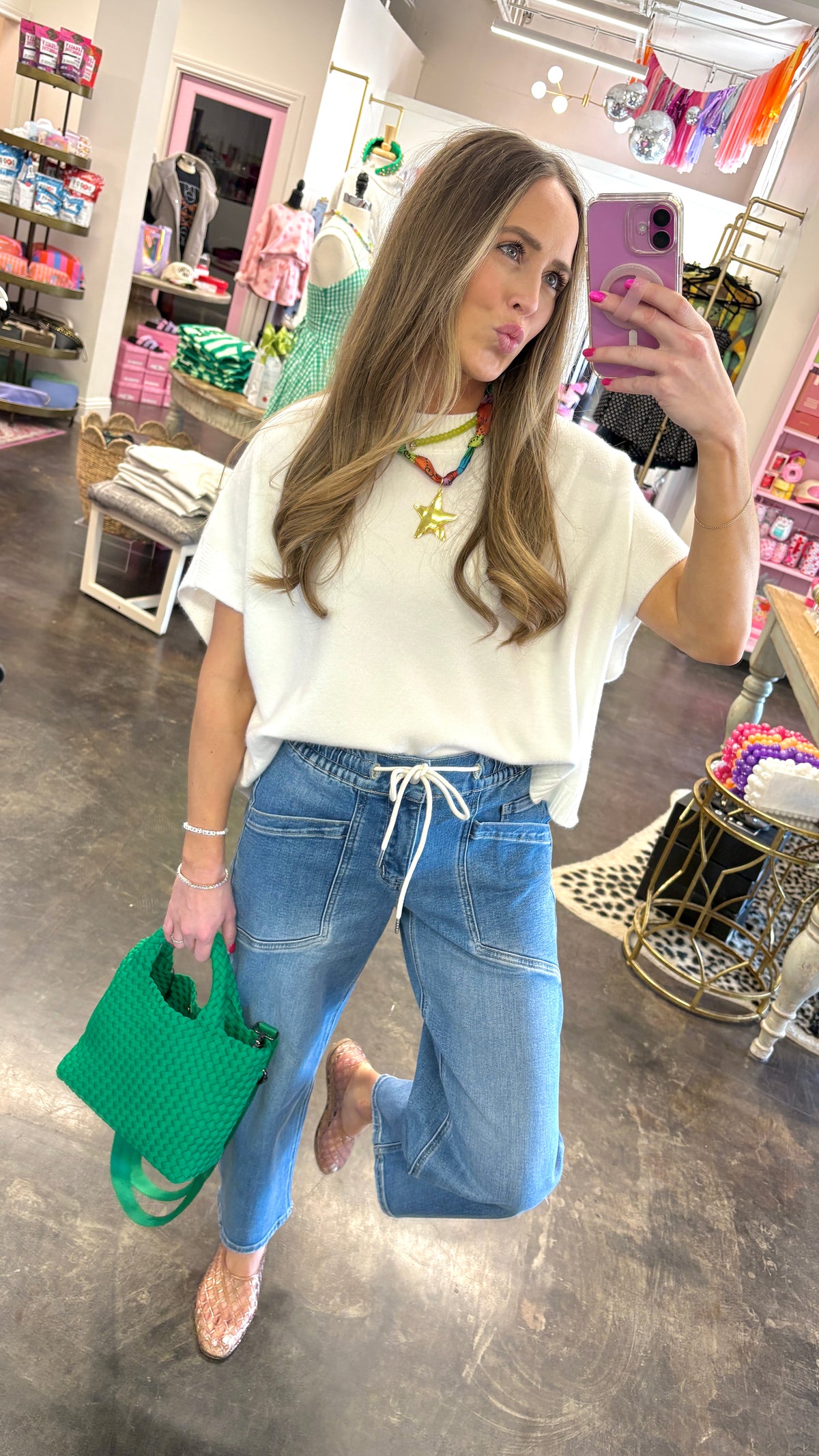 kate drawstring barrel denim