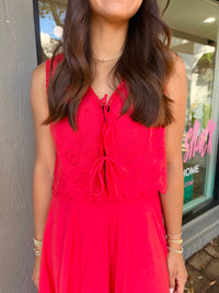 cherry bomb eyelet scallop hem skirt set