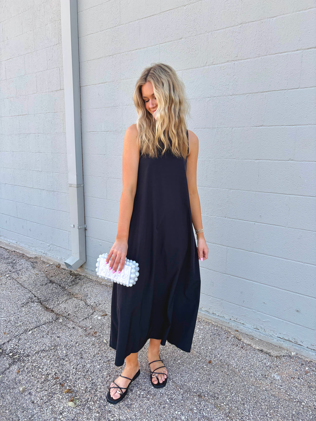 not intentional simple black midi dress