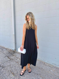 not intentional simple black midi dress