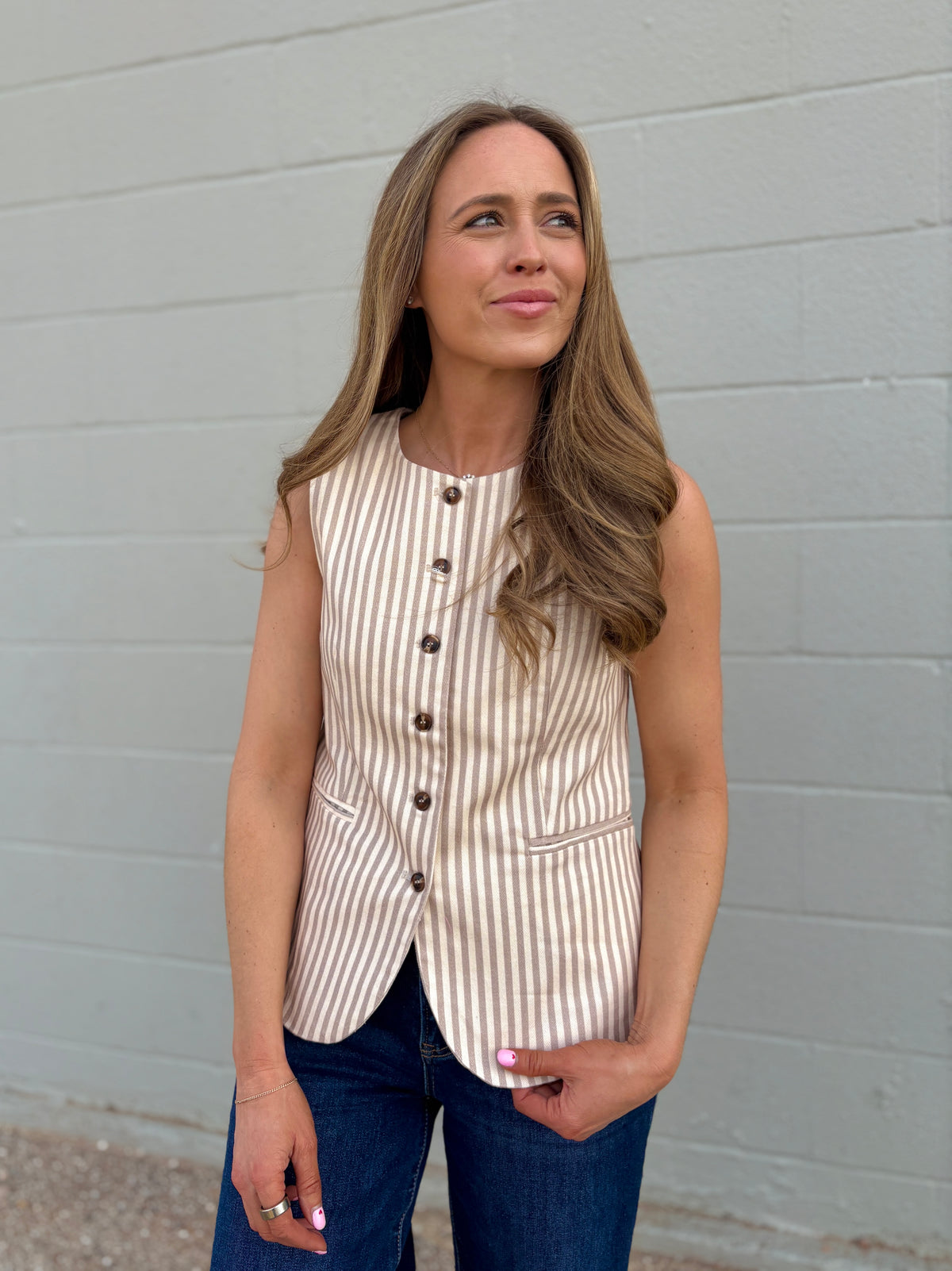 girl in charge striped vest top