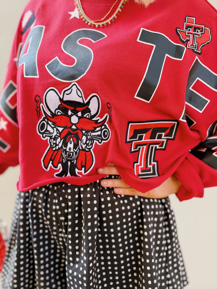 texas tech patched up cropped longsleeve
