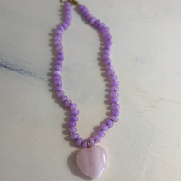 lila heart beaded necklace
