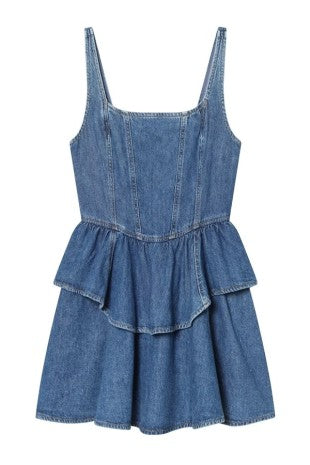 we've got questions peplum denim dress