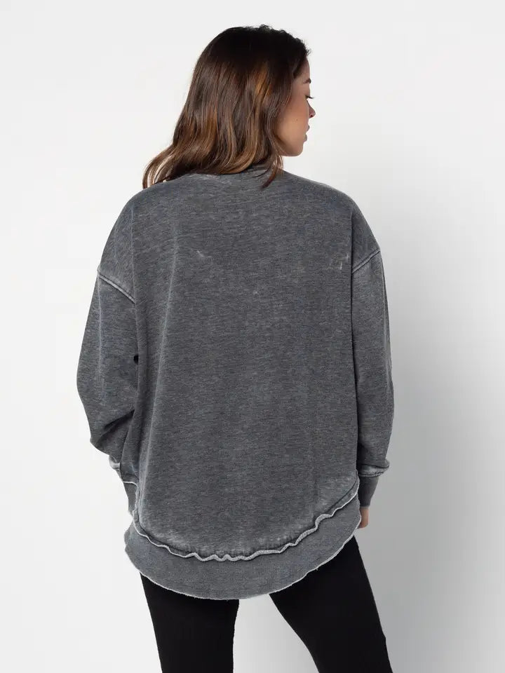 chicka-d burnout hi-low sweatshirt | charcoal