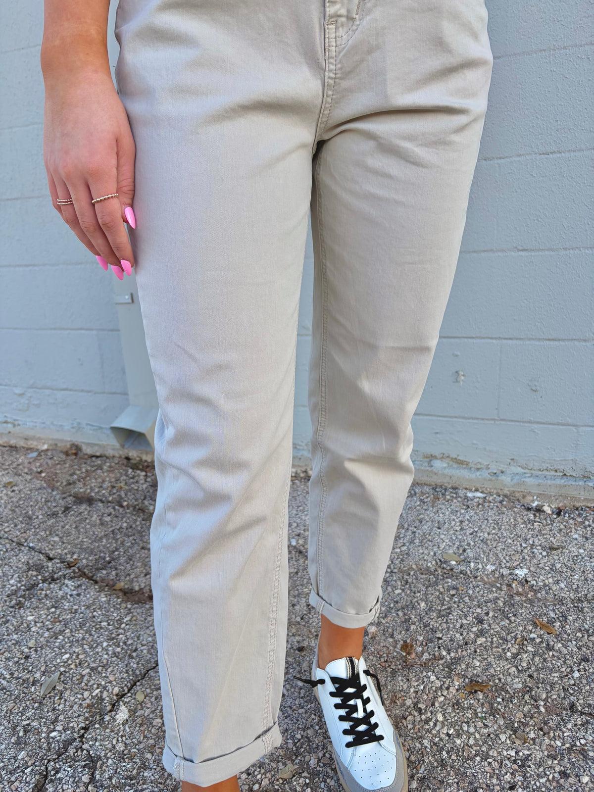 just in time beige straight leg denim