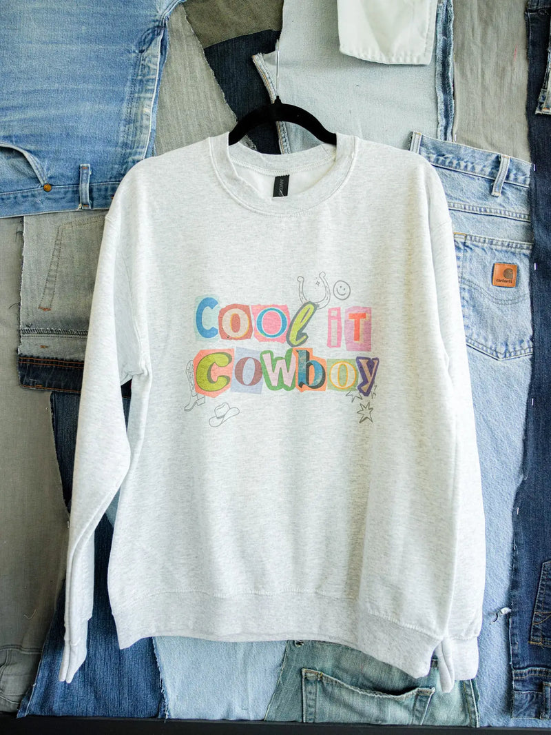 cool it cowboy crewneck sweatshirt