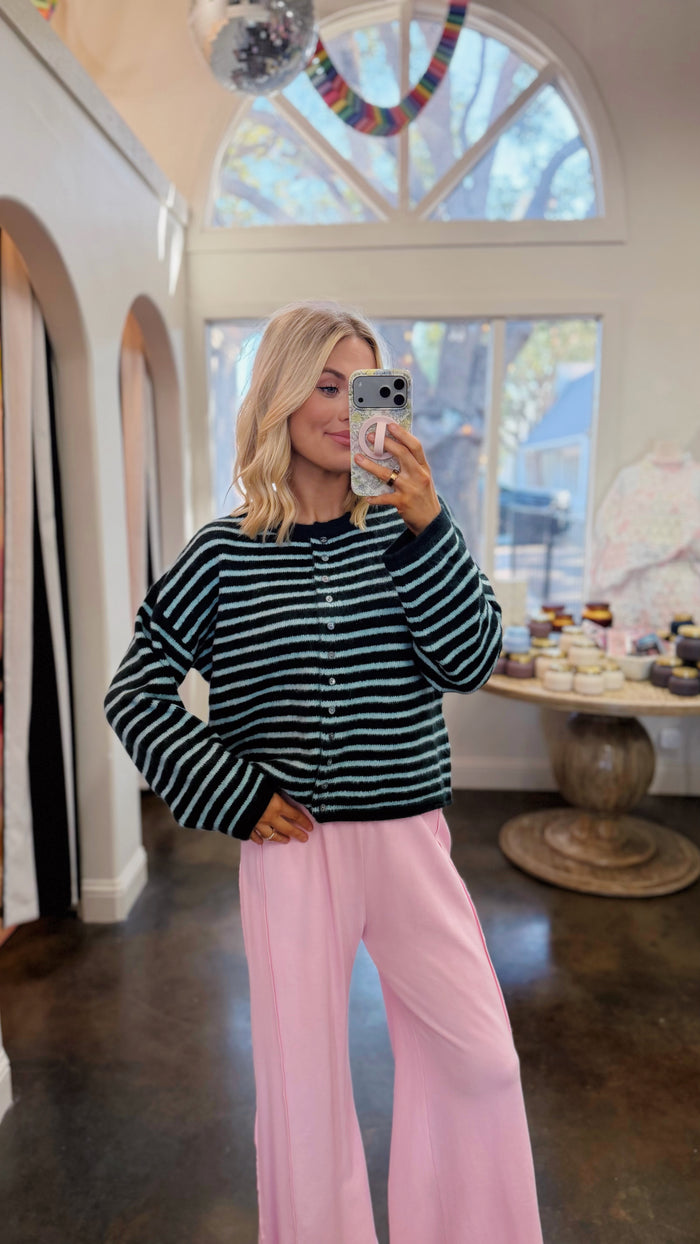 one day soon striped cardigan