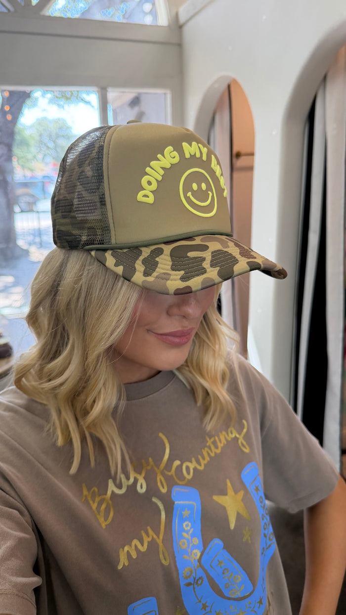 doing my best camo foam trucker hat