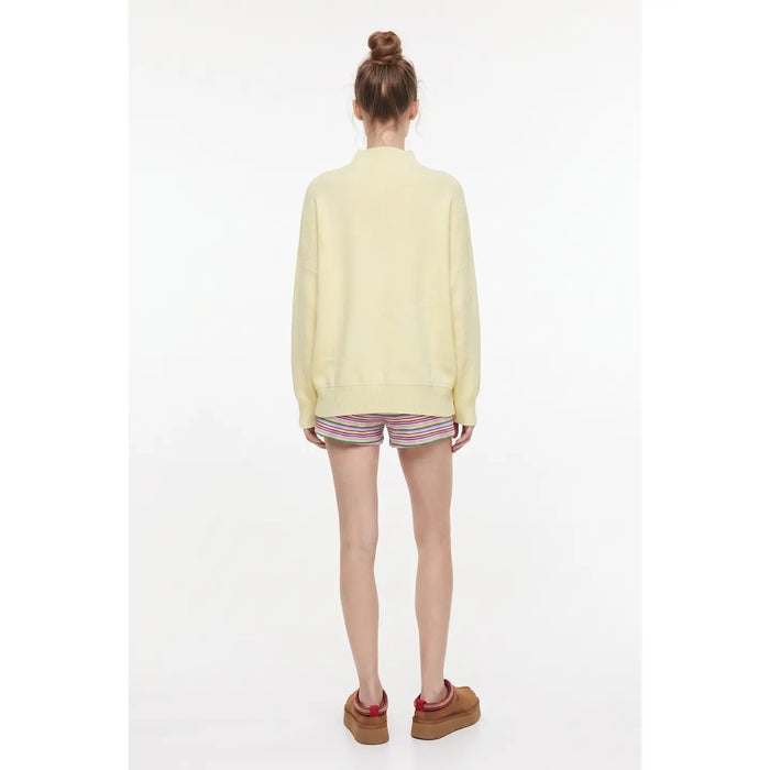 easy does it butter yellow mock neck sweater