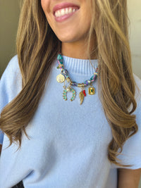 west multi-charm scarf necklace