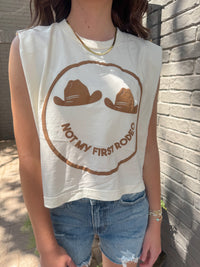 rodeo smiley puff print muscle tee