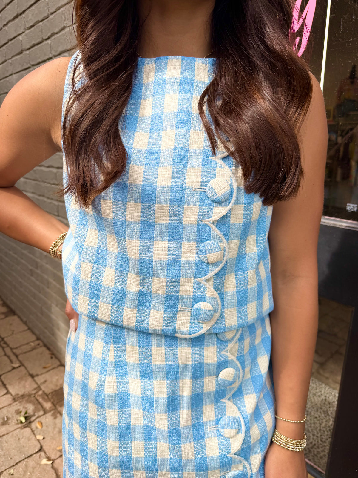 just a little extra gingham skort set
