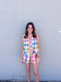 rainbow plaid augustine top