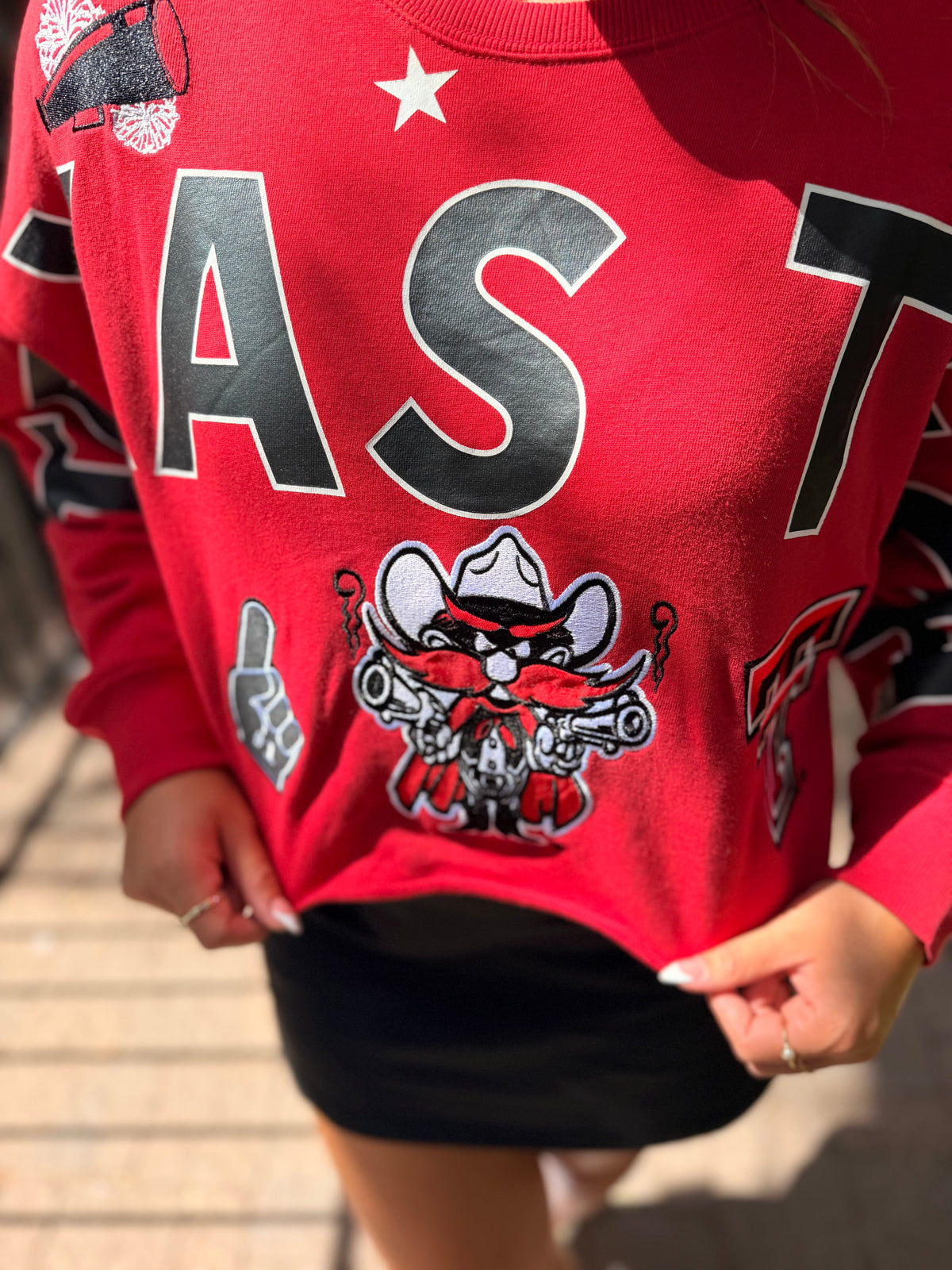 texas tech patched up cropped longsleeve