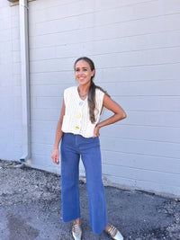 blue wide-leg denim pants | FINAL SALE