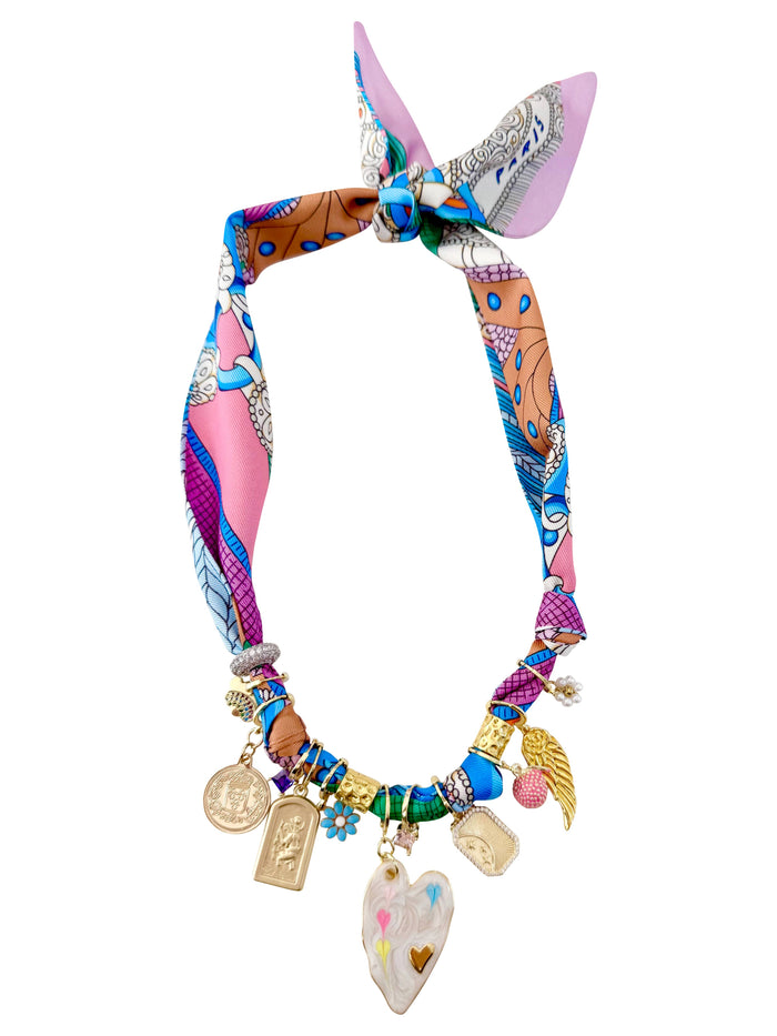fallon multi charm scarf necklace