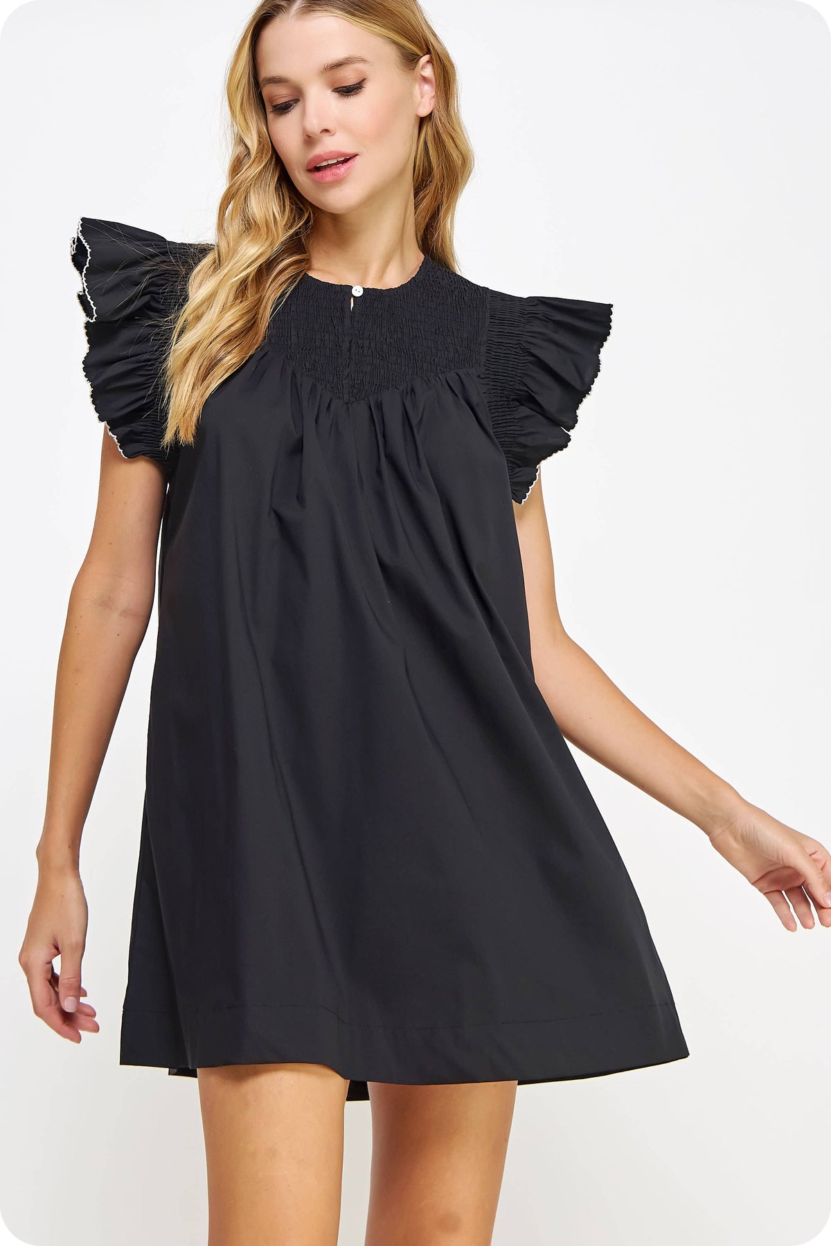 collier contrast edge flutter dress
