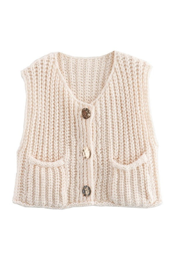 slow your roll crochet sweater vest | beige