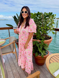 talulah pink blossom sequin maxi dress