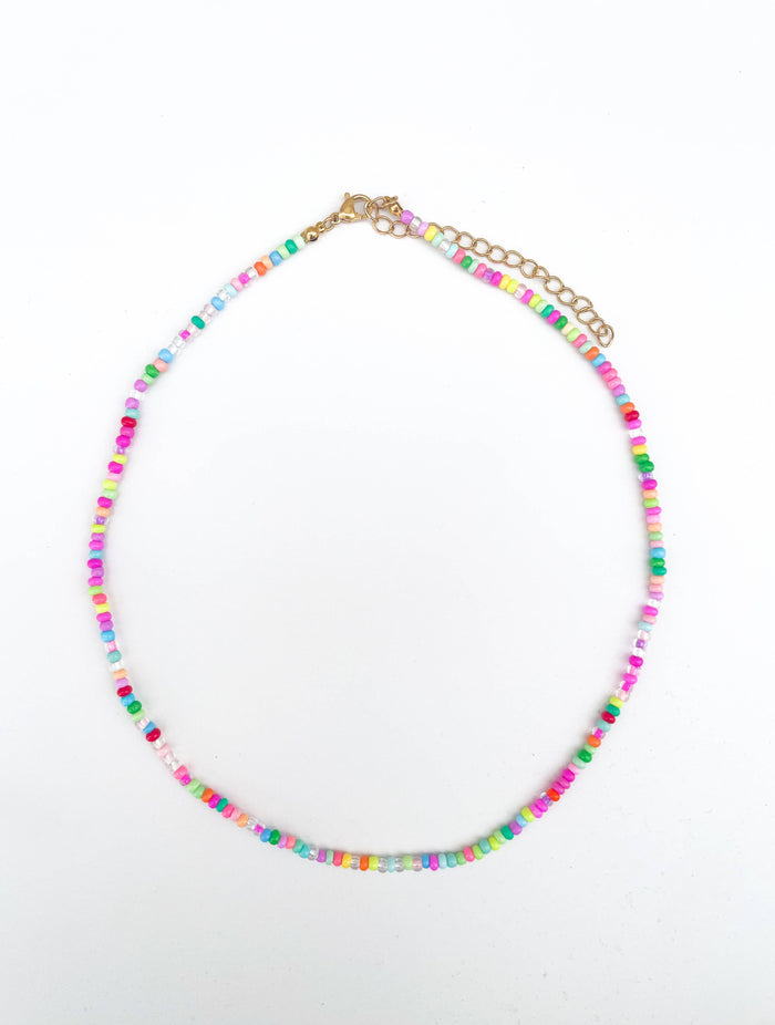rainbow sprinkles seed bead necklace