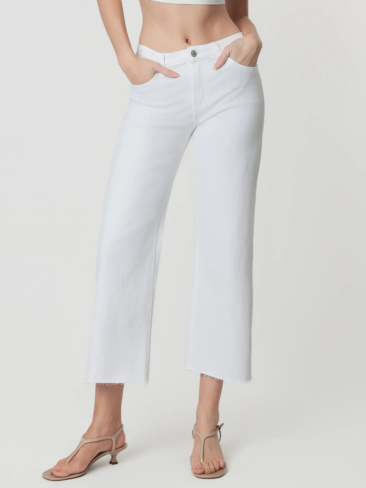 olivia high-rise crop white denim