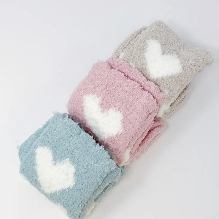 fuzzy heart sock set