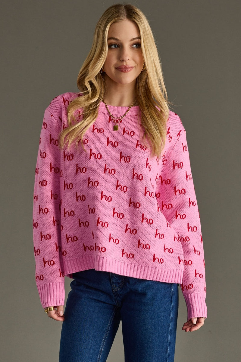 all over ho ho ho knit sweater