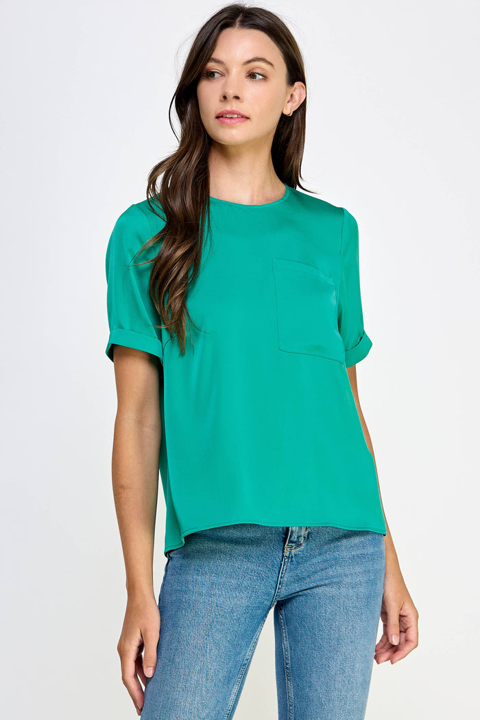 easy does it satin pocket tee