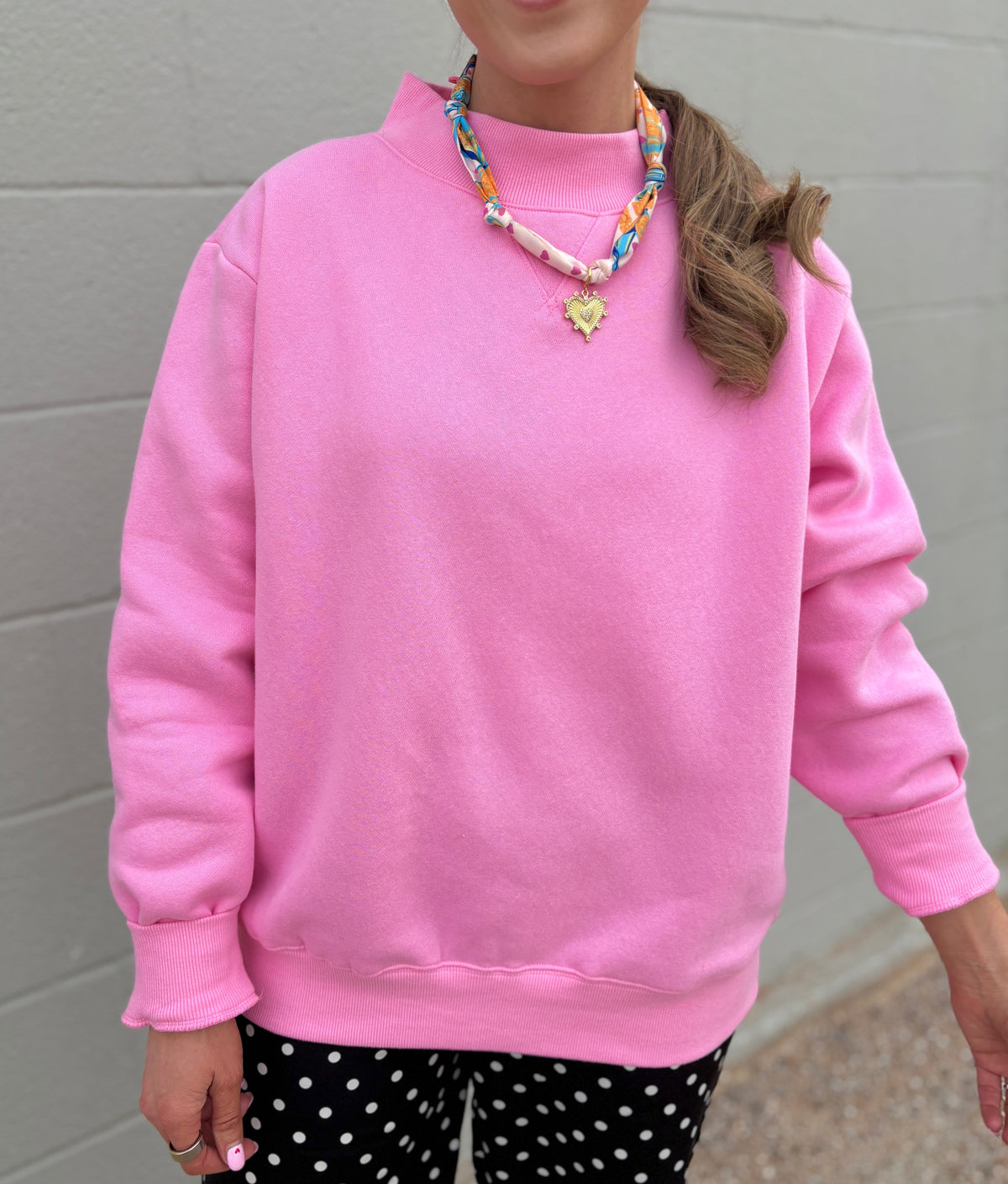 bubblegum mockneck sweatshirt