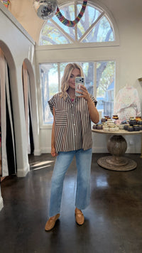 game changer striped button-up tank