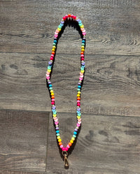 Colorful Beaded Teacher Lanyard with Hearts