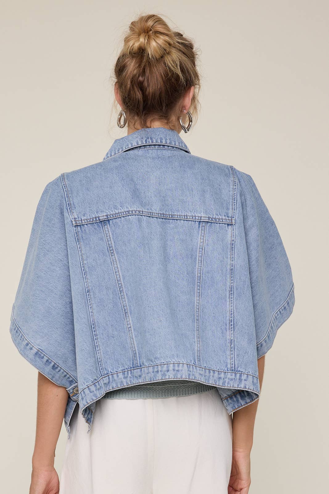 the throw on denim poncho jacket