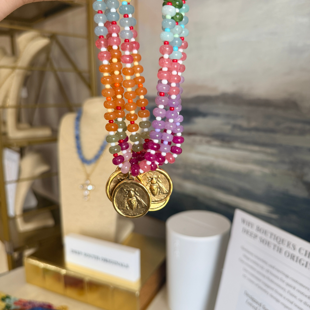 bees please beaded bee necklace