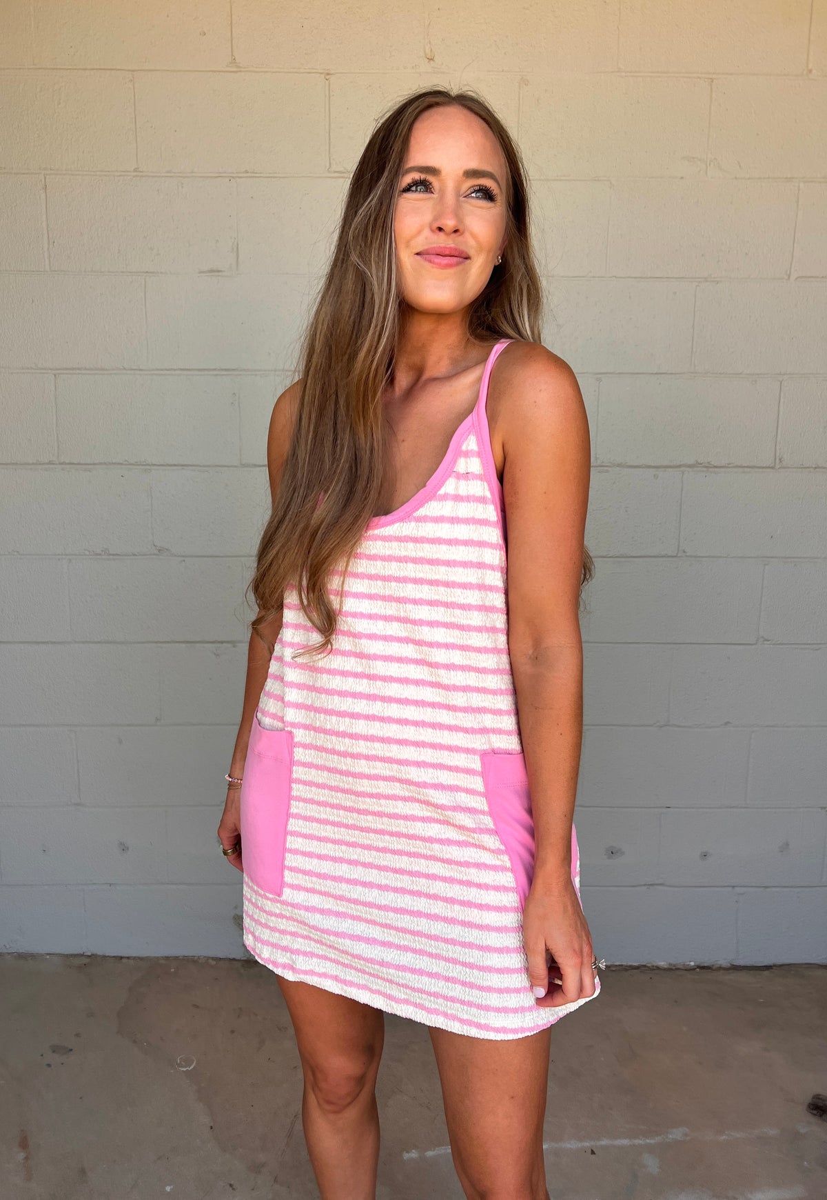 serve it mini dress | pink stripe