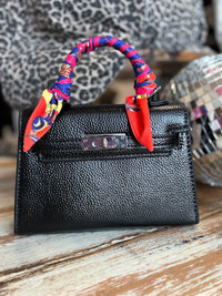 millie black top handle bag w/ scarf